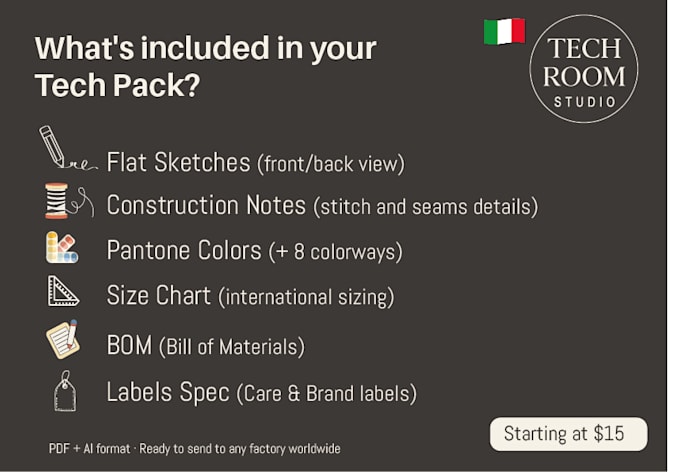 create professional fashion tech packs ready for production