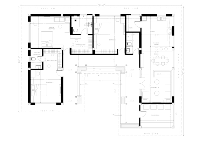 do architectural floor plan, 2d, 3d, autocad drawing