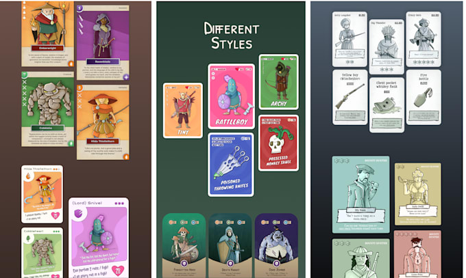 create your character, hero, location or item game cards