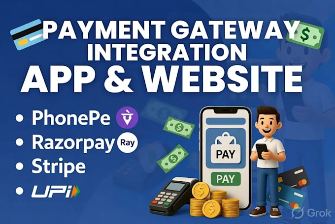 integrate razorpay stripe upi phonepe payment gateway in android app website
