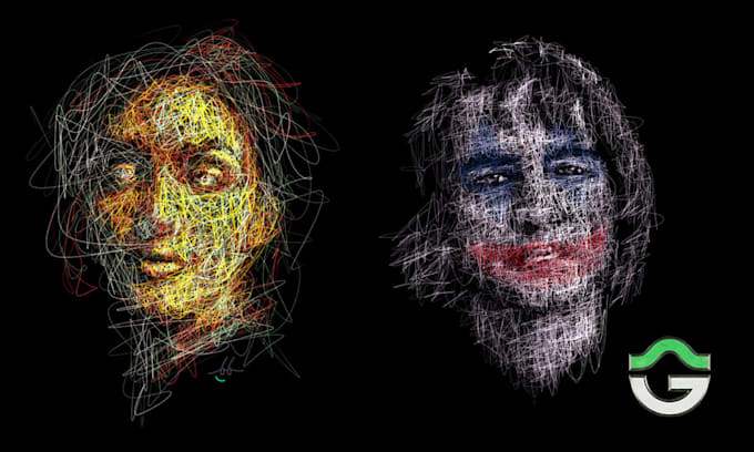 draw scribble sketch illustration on dark background