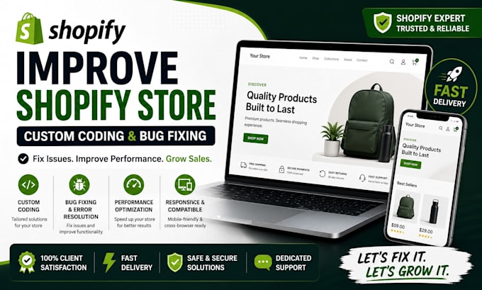 enhance the design, fix errors, and modify the shopify store