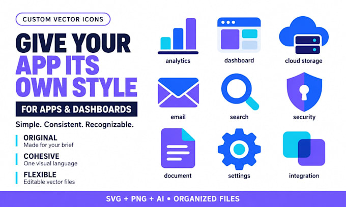 design custom line icons and vector icon sets for websites