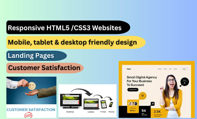 build responsive HTML CSS website or landing page