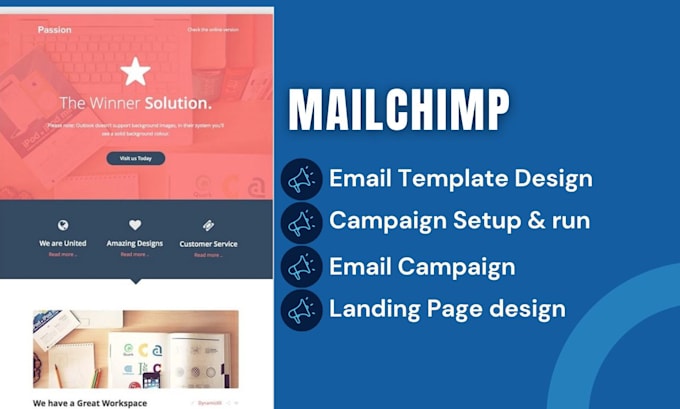 setup email automation, mailchimp and email template design