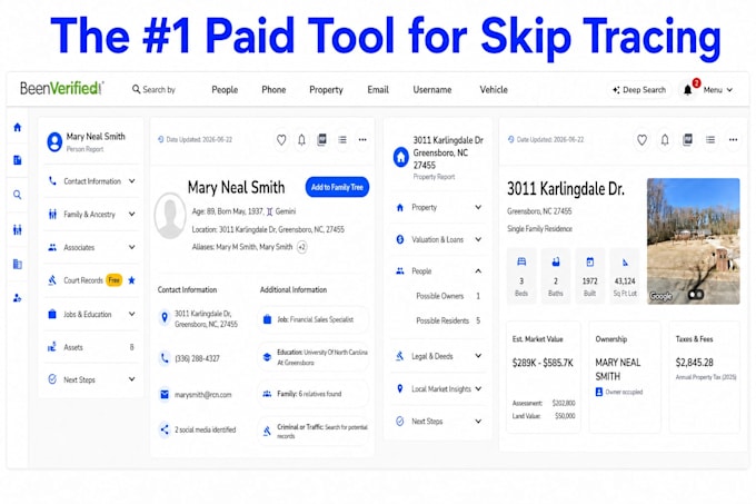 do real estate skip tracing with paid tools