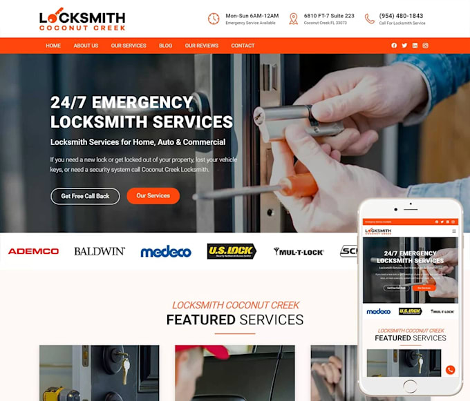 develop a solution able locksmith landing page, wordpress website, wix website