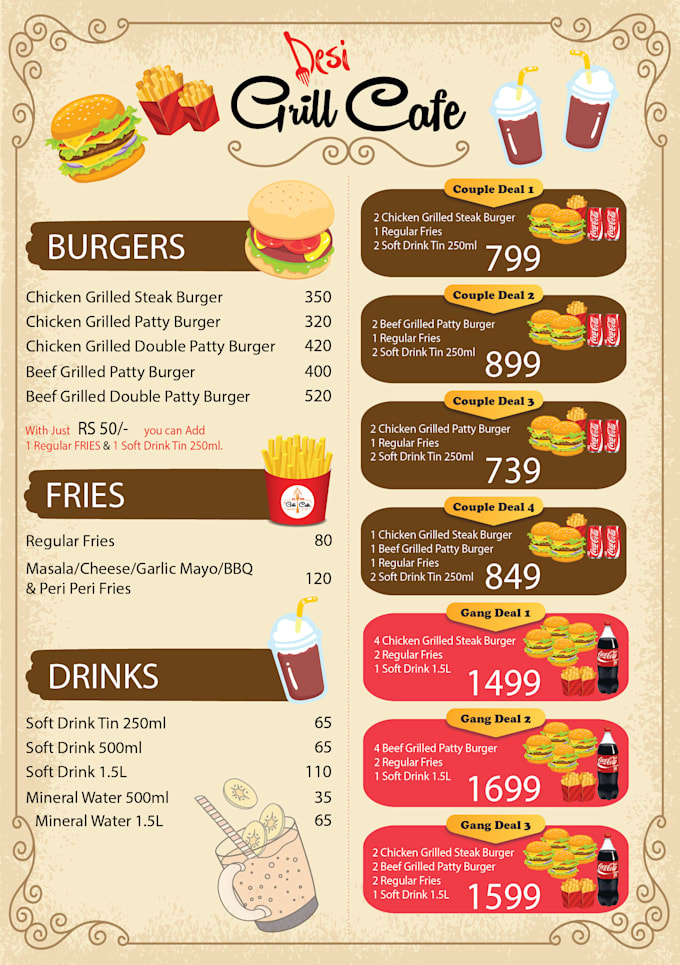 design restaurant spa and beauty menu