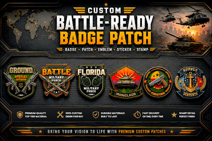 craft custom vintage, military logo and badge patch design