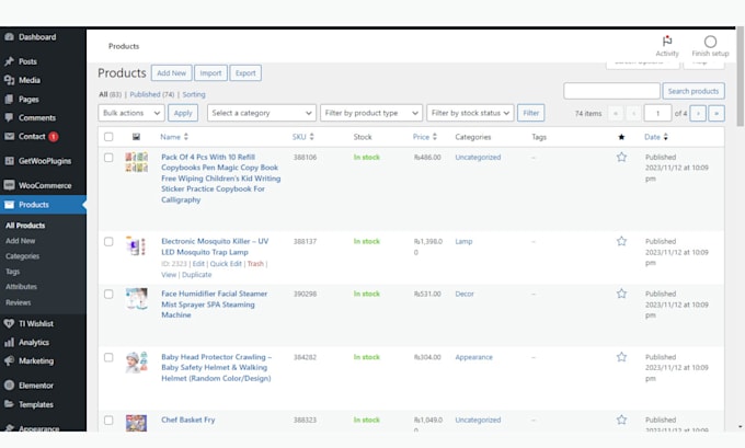 fix listing errors, optimize and product listing