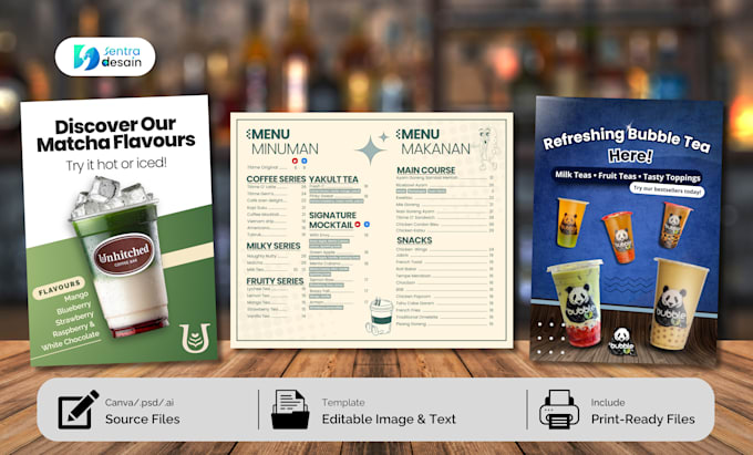 create restaurant menu design, food poster and drink posters