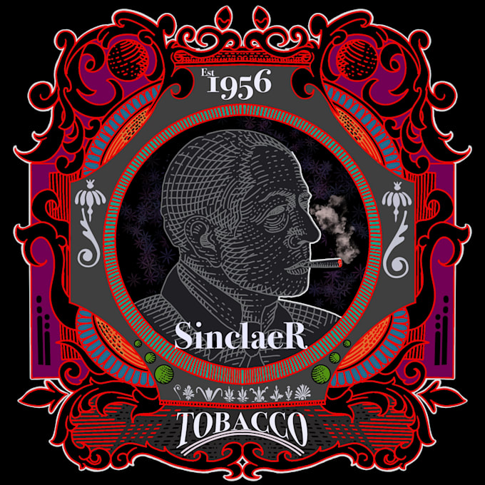 drawing all packaging and label with vintage engraving style