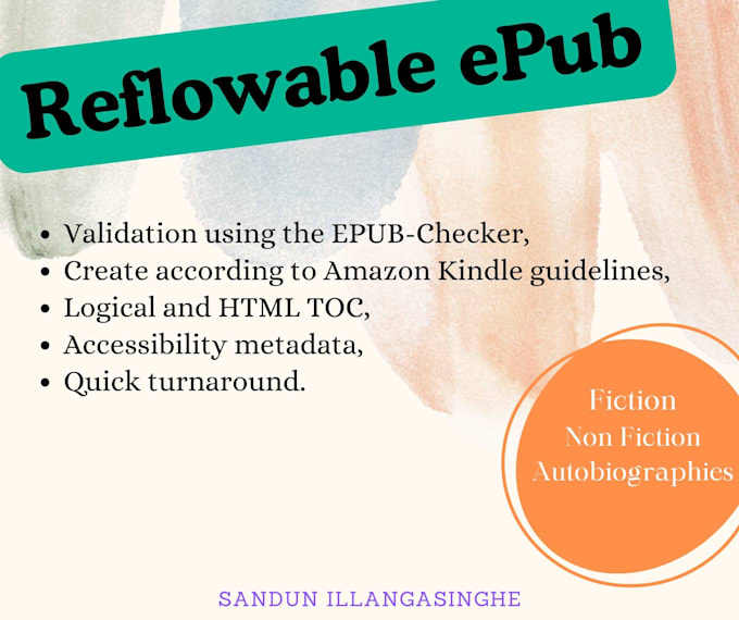 Create a reflowable epub for amazon kdp upload by Silangasinghe Fiverr