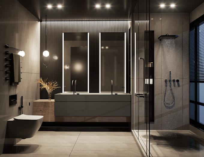 do bathroom interior design and 3d renderings