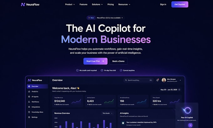 build modern saas ai startup landing page in react next js