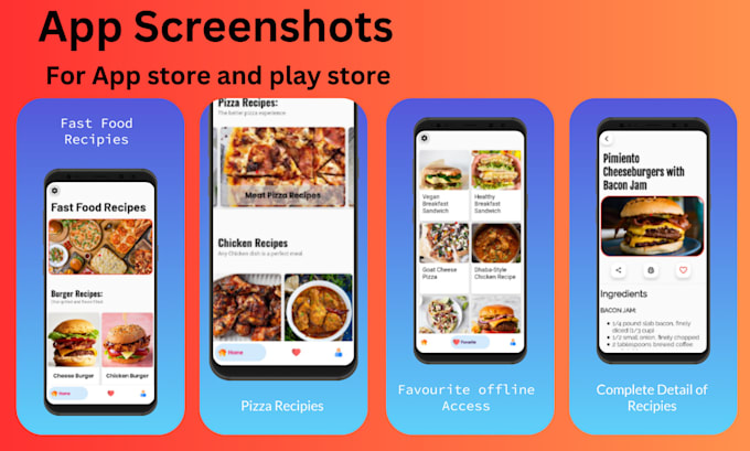 create  app screenshot design for play store and app store