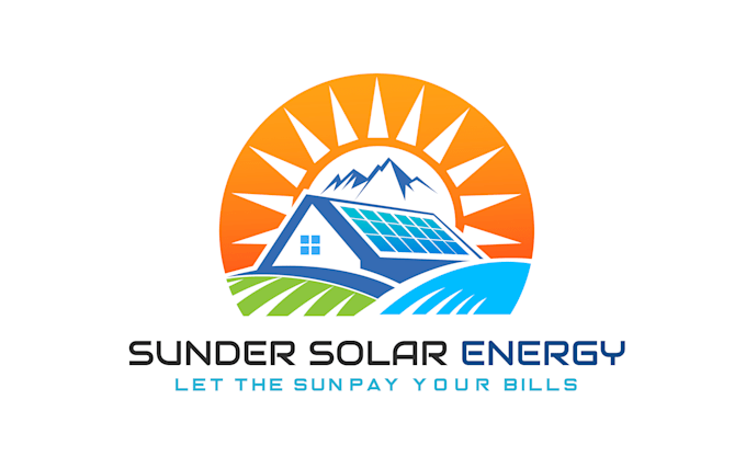 modern solar panel, power, energy, electrical company logo design