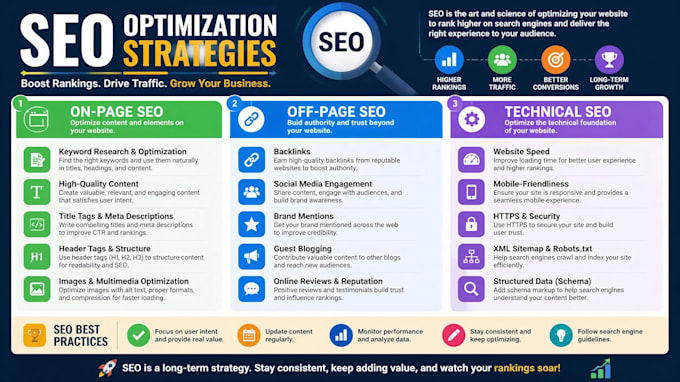 complete on page off page and technical seo optimization