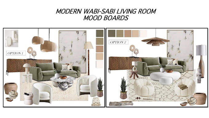 create interior mood board, shopping list, floor plan