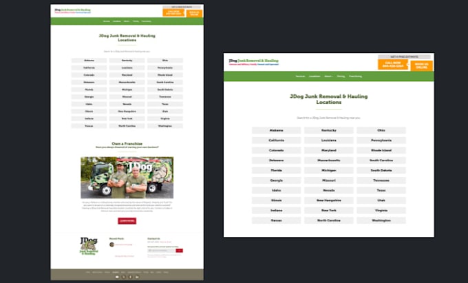 design a professional junk removal website for a strong online presence