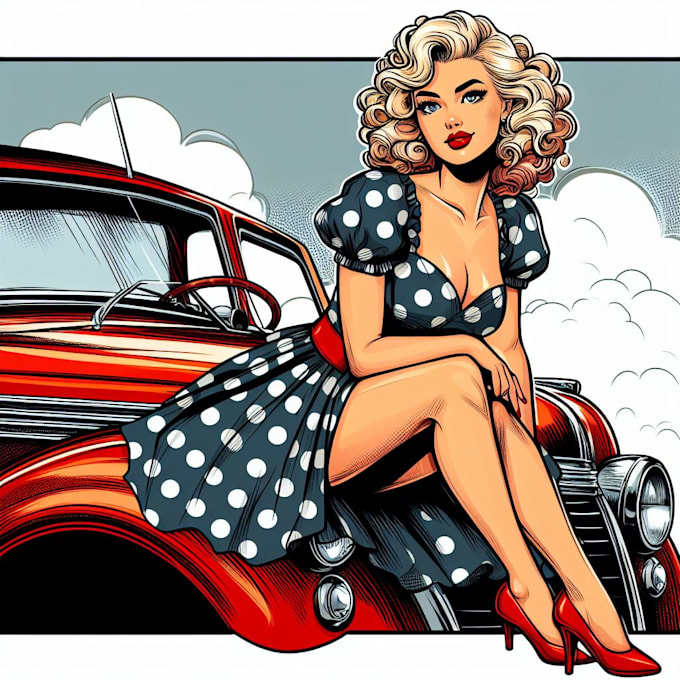 dessin traditionnel de pin up girl