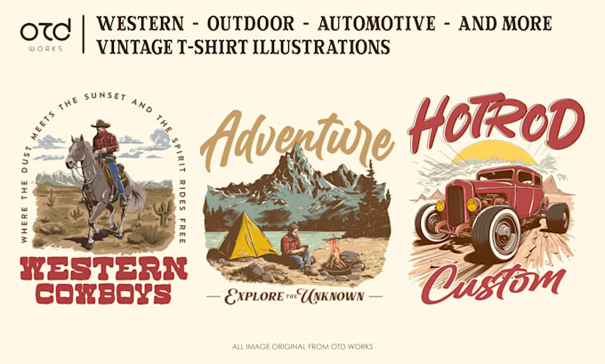 design vintage graphic t shirt artwork for apparel and merch