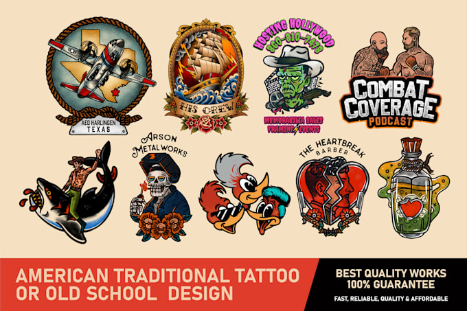 create custom american traditional tattoo old school design