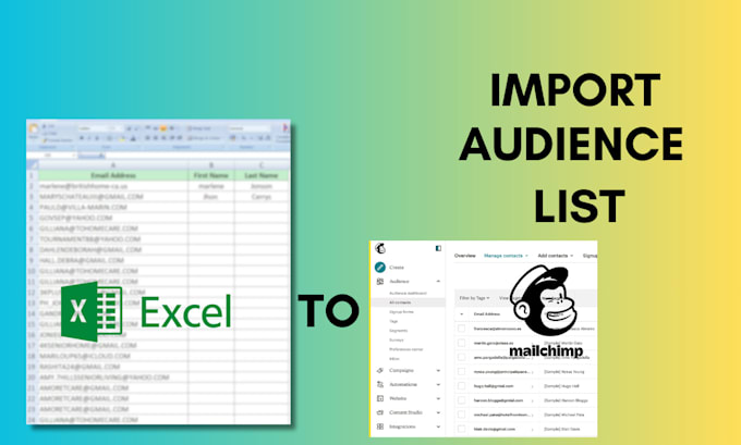 Import leads from excel to mailchimp klaviyo by Lover web Fiverr