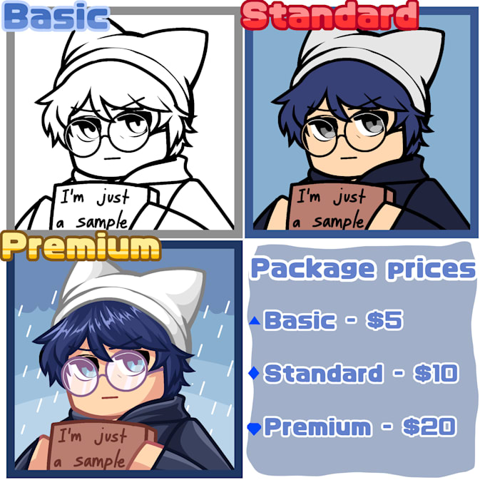 draw your roblox or minecraft avatar profile picture