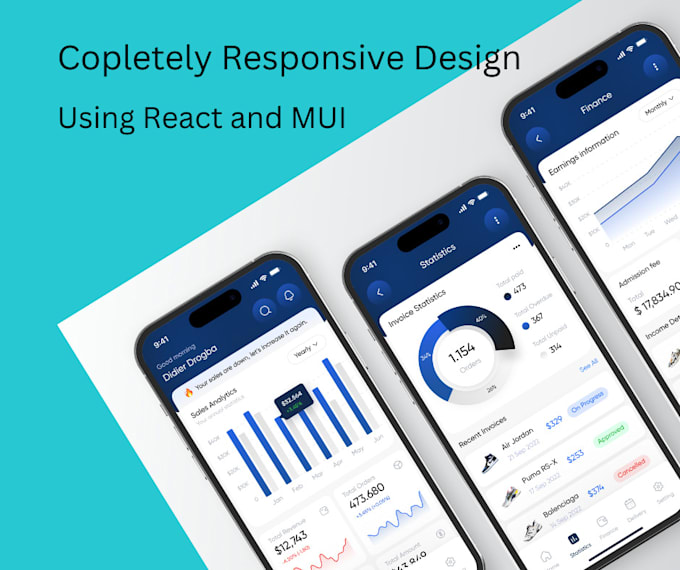 develop an admin dashboard using react