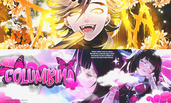 design custom anime youtube banner, twitch overlay, twitter header in HD