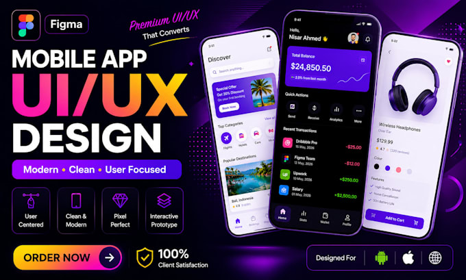 design modern mobile app UI UX in figma