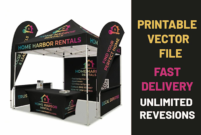 do canopy tent, back wall sides wall,table cover, flags , banner