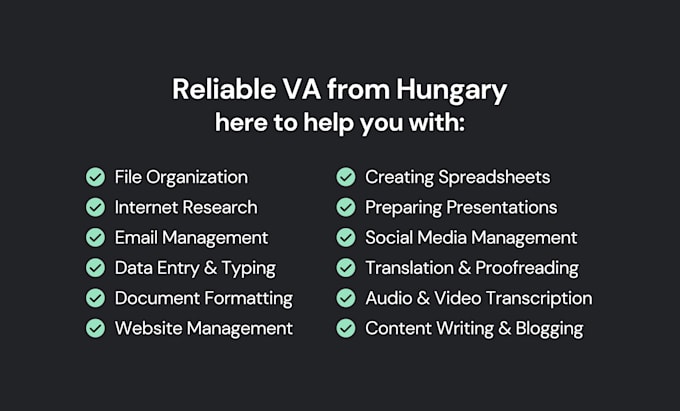 be your reliable virtual assistant in hungary, native hungarian VA