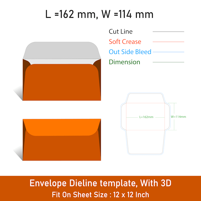 create an envelope dieline template and design
