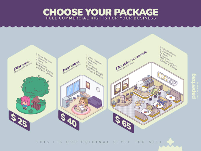 cute kawaii isometric illustrations