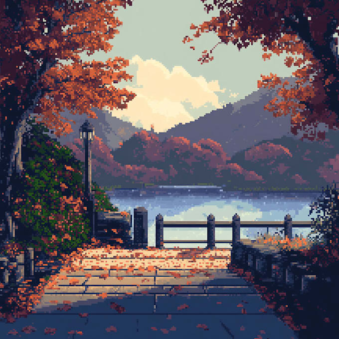 draw pixel landscape and friendship portrait