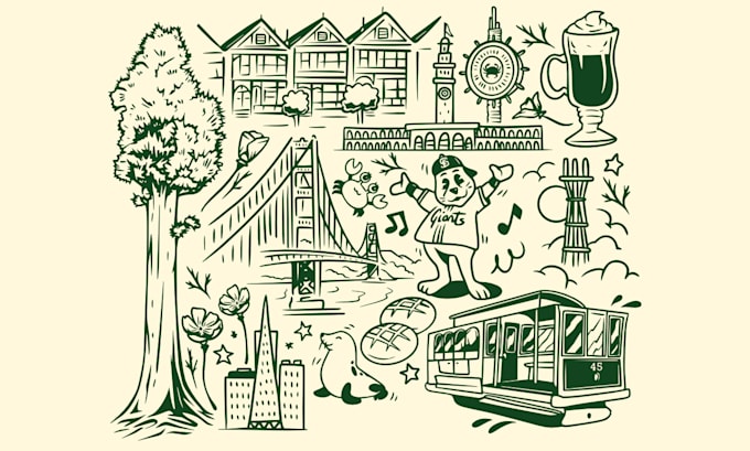create collage of vector hand drawn doodles illustration