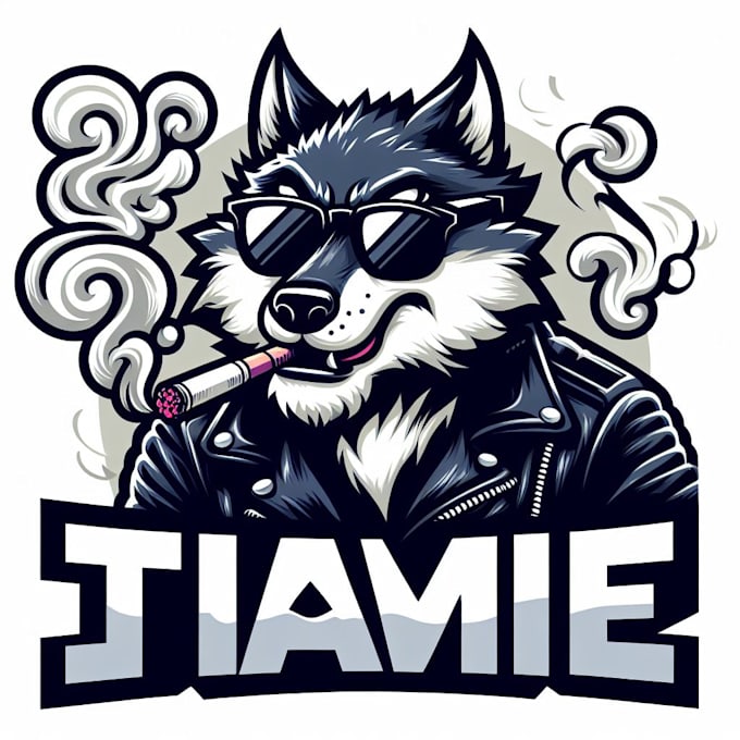 design smoking wolf mascot logo for your business