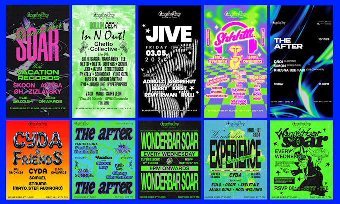 design underground poster for techno, rave, band, gigs
