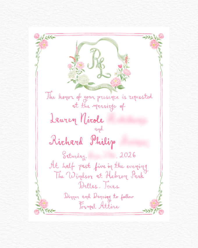 design a custom watercolor wedding invitation and stationery
