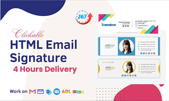 design html email signature, clickable html email signature