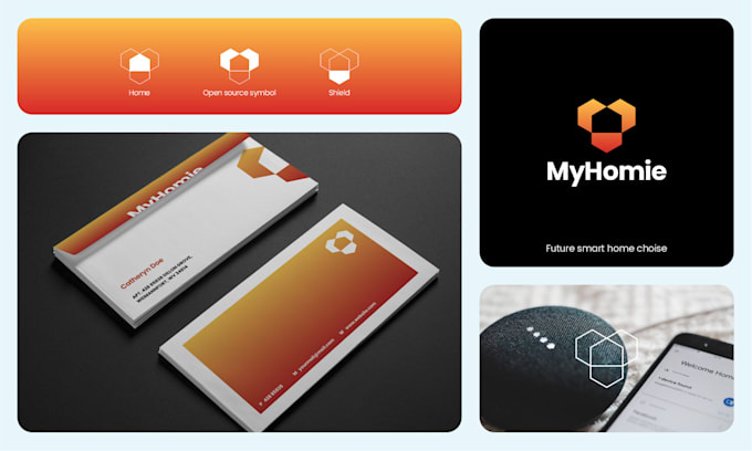 redesign, custom ai tech home security logo and envelope
