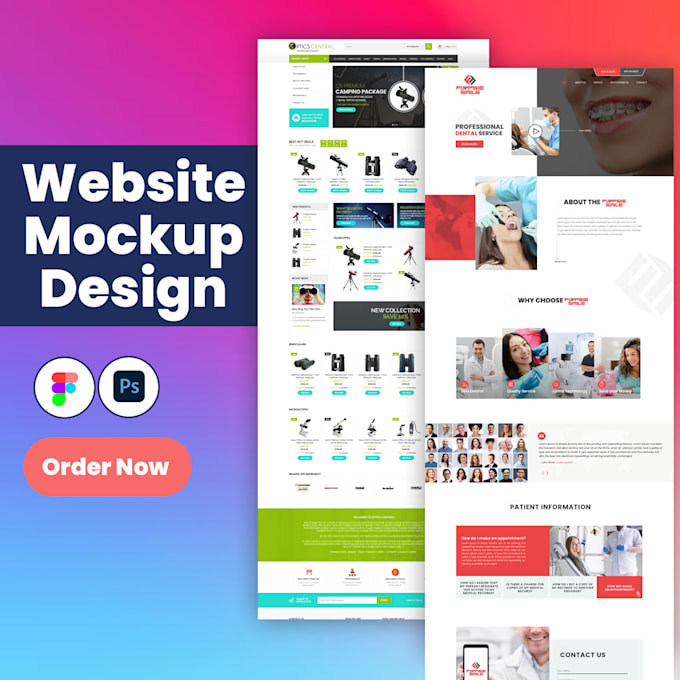 design modern website mockup in figma, photoshop