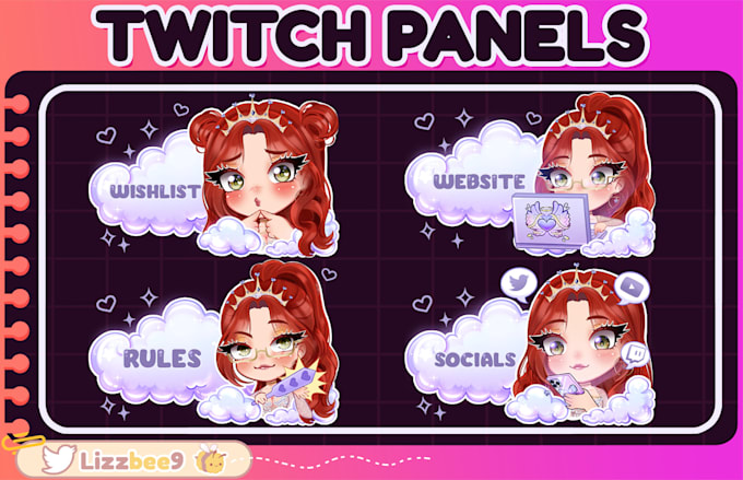 design cute chibi style panels for twitch