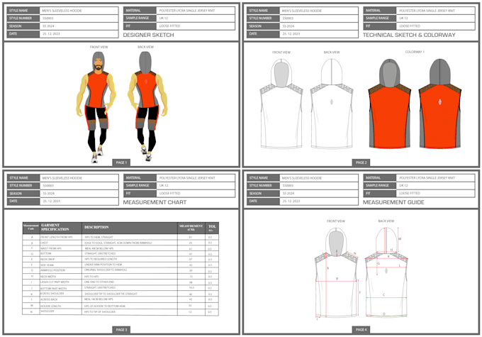 create fashion technical flat sketch and clothing tech packs