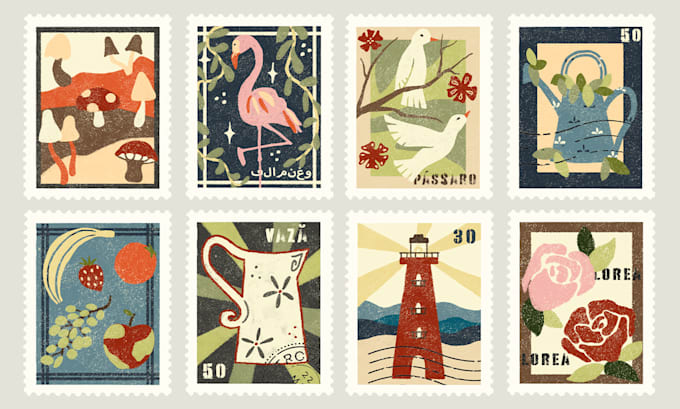 draw a custom postage stamp design