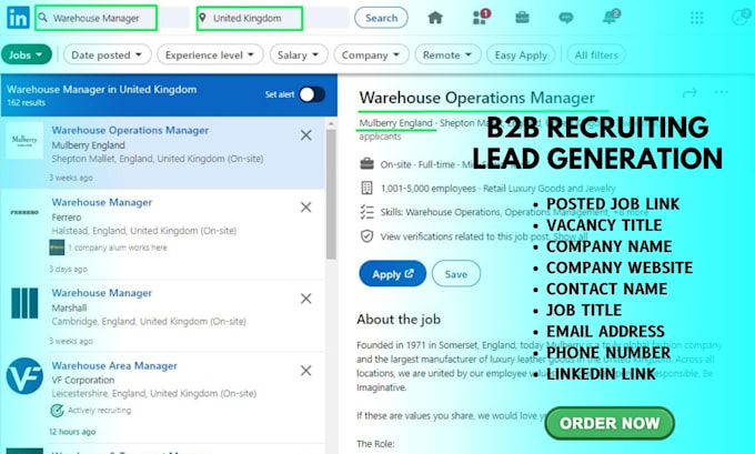 collect b2b linkedin recruitment leads for staffing agency