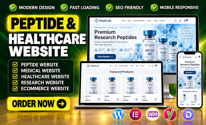 design or redesign wordpress, peptide and woocommerce websites