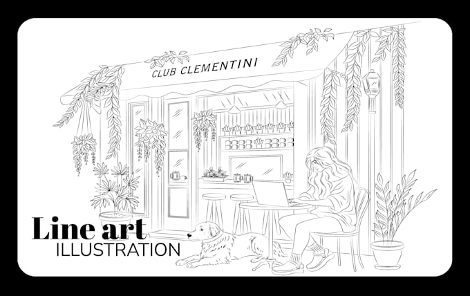 line art illustration, hand drawn, vector line art drawing